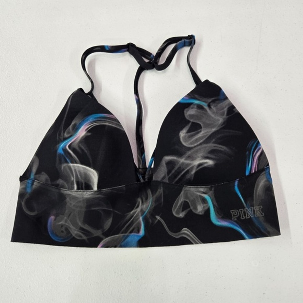 Victoria Secret PINK Women Bra Small Black Bonded Smokin Racerback Wireless